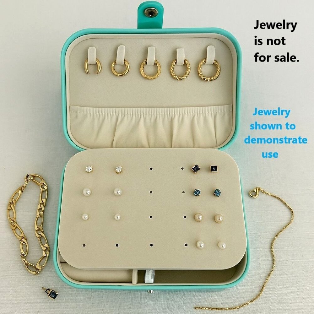 Travel Jewelry Box Organizer for Rings Earrings Necklaces Multiple Compartments - Picture 8 of 13